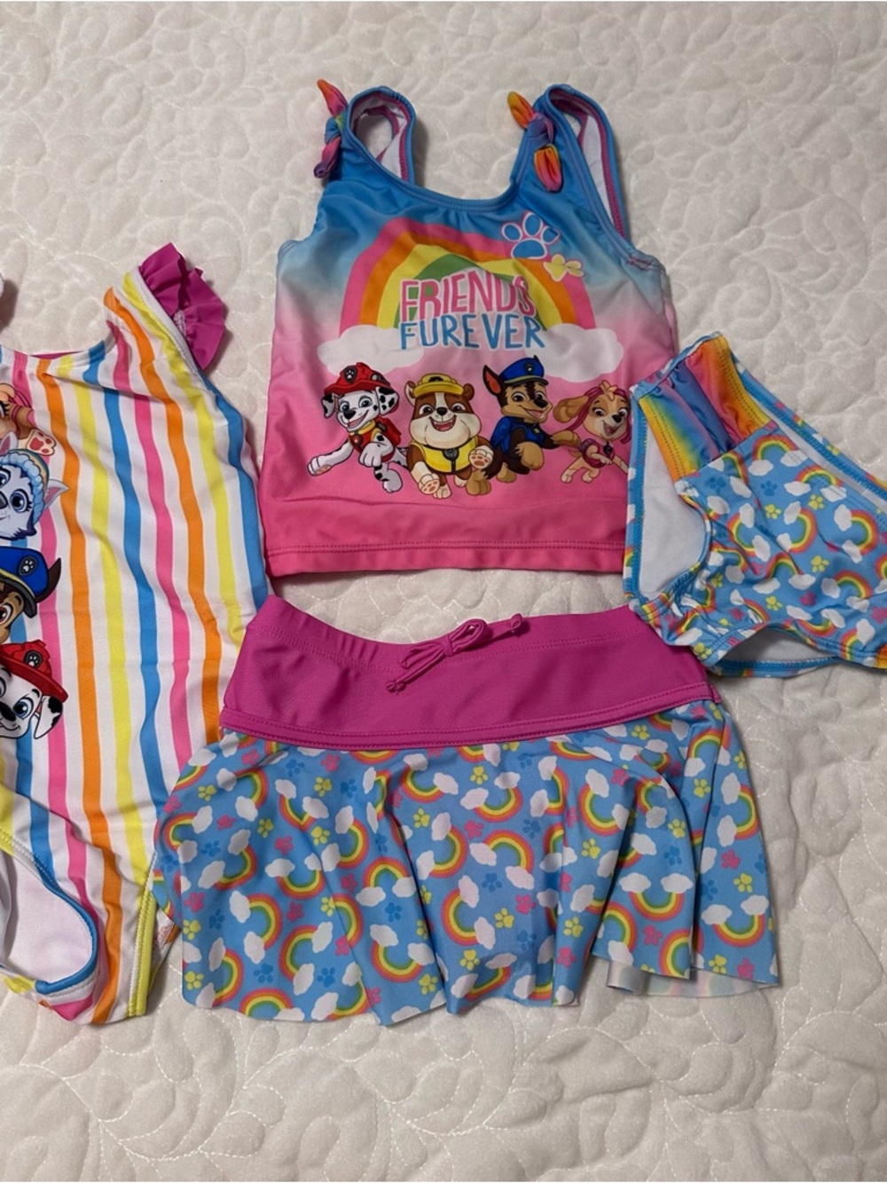 Kids Rainbow 'Friends Furever' Pink Tankini Set